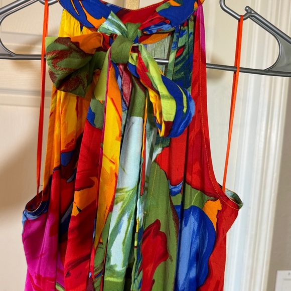 Vince Camuto Oscar Floral Tiered Maxi Dress In Orange Multi | size xs - Picture 5 of 6